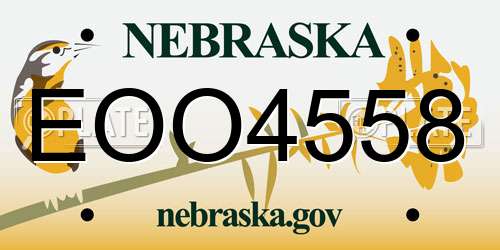 EOO4558 Nebraska License Plate