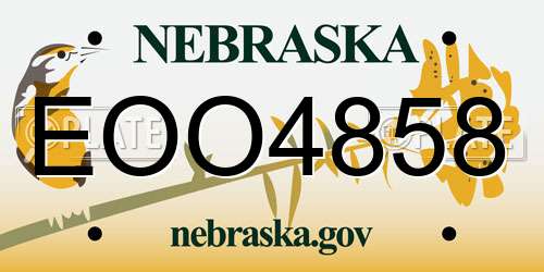 EOO4858 Nebraska License Plate
