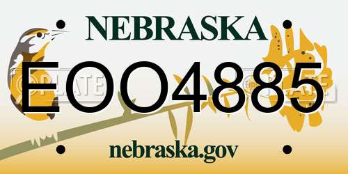 EOO4885 Nebraska License Plate