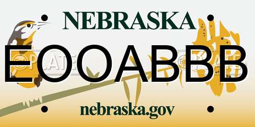 EOOABBB Nebraska License Plate