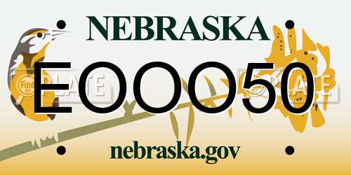 EOOO50 Nebraska License Plate