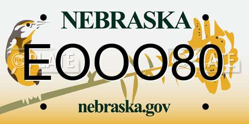 EOOO80 Nebraska License Plate