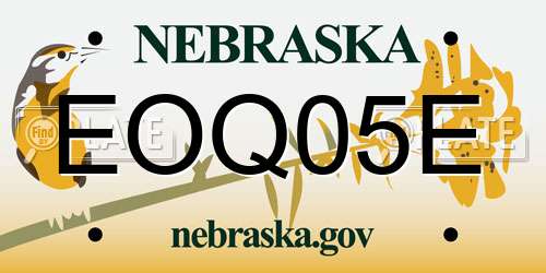 EOQ05E Nebraska License Plate