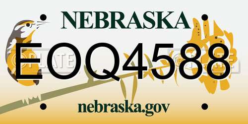 EOQ4588 Nebraska License Plate