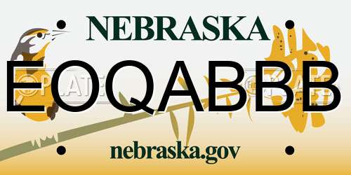 EOQABBB Nebraska License Plate
