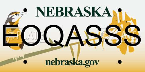 EOQASSS Nebraska License Plate
