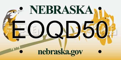 EOQD50 Nebraska License Plate