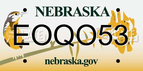 EOQO53 Nebraska License Plate