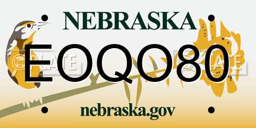 EOQO80 Nebraska License Plate