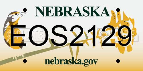 EOS2129 Nebraska License Plate