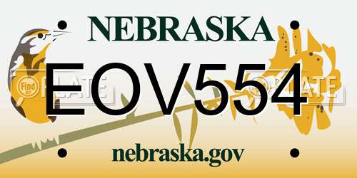 EOV554 Nebraska License Plate