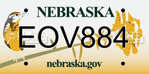 EOV884 Nebraska License Plate