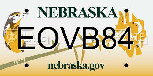 EOVB84 Nebraska License Plate