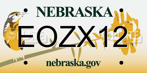 EOZX12 Nebraska License Plate