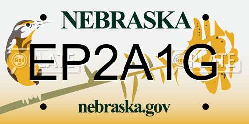 EP2A1G Nebraska License Plate
