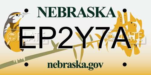EP2Y7A Nebraska License Plate