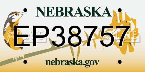 EP38757 Nebraska License Plate