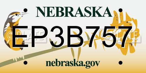 EP3B757 Nebraska License Plate