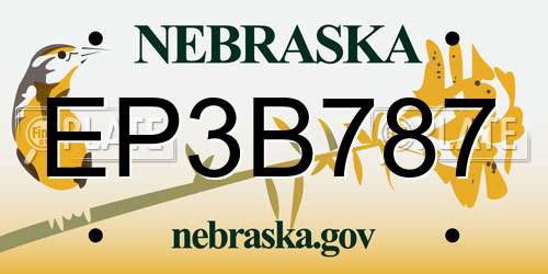 EP3B787 Nebraska License Plate
