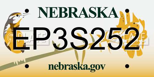 EP3S252 Nebraska License Plate