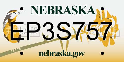EP3S757 Nebraska License Plate