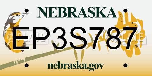 EP3S787 Nebraska License Plate