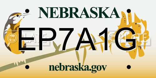 EP7A1G Nebraska License Plate
