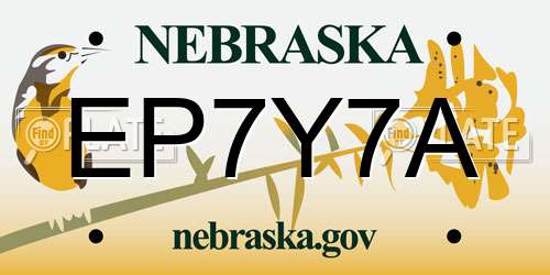 EP7Y7A Nebraska License Plate