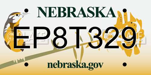 EP8T329 Nebraska License Plate