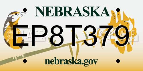 EP8T379 Nebraska License Plate