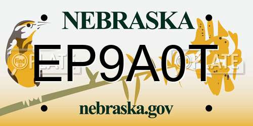 EP9A0T Nebraska License Plate