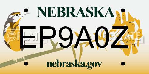 EP9A0Z Nebraska License Plate
