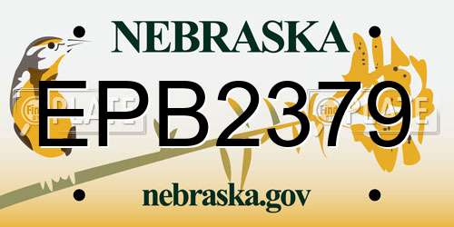 EPB2379 Nebraska License Plate