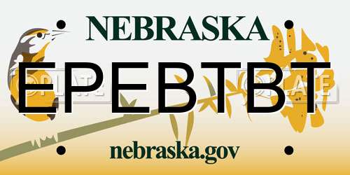 EPEBTBT Nebraska License Plate