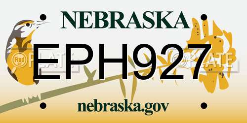 EPH927 Nebraska License Plate