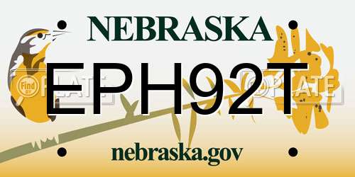 EPH92T Nebraska License Plate