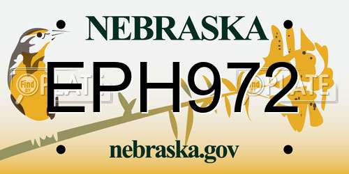 EPH972 Nebraska License Plate