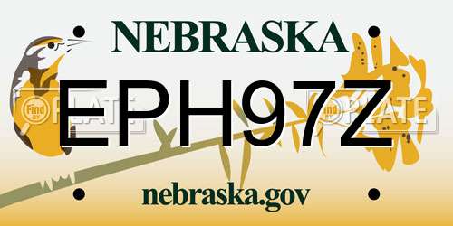EPH97Z Nebraska License Plate