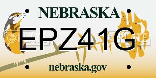 EPZ41G Nebraska License Plate