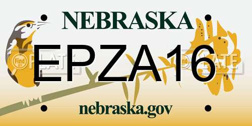 EPZA16 Nebraska License Plate