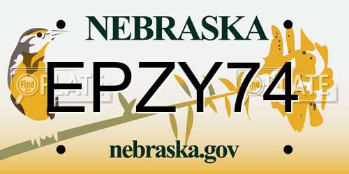 EPZY74 Nebraska License Plate