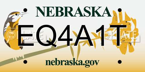 EQ4A1T Nebraska License Plate