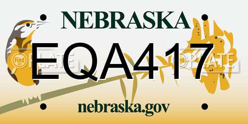 EQA417 Nebraska License Plate