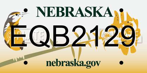 EQB2129 Nebraska License Plate