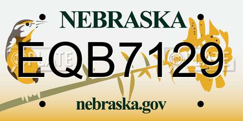 EQB7129 Nebraska License Plate
