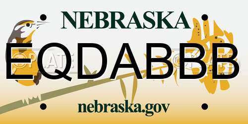 EQDABBB Nebraska License Plate