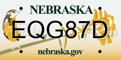 EQG87D Nebraska License Plate