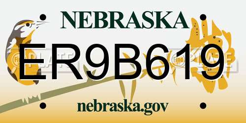 ER9B619 Nebraska License Plate