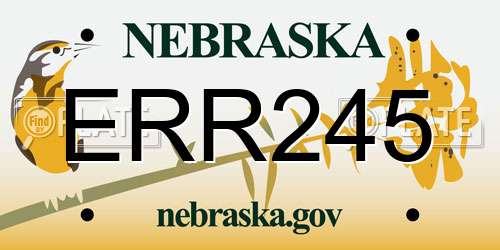 ERR245 Nebraska License Plate