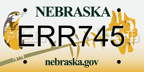 ERR745 Nebraska License Plate